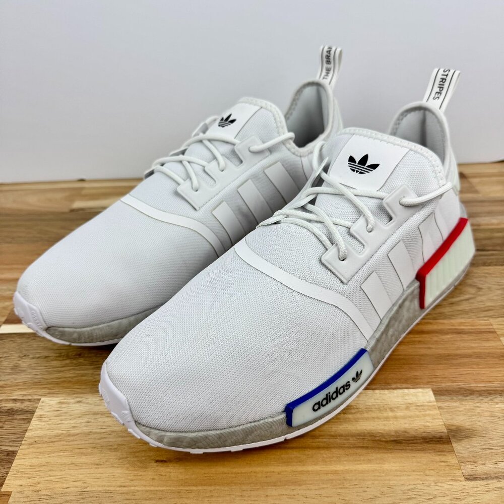 ADIDAS Originals NMD R1‎ White Grey Boost GX9525 Men's Size 13 Sneaker Shoes